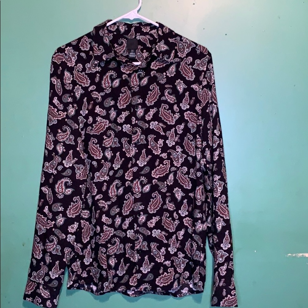 Paisley H&M long sleeve button up shirt